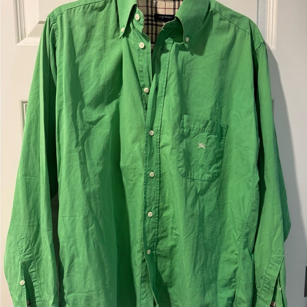 Burberry Vibrant Green Button-Down Shirt